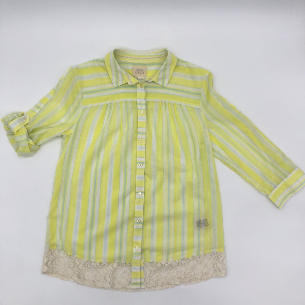 Anthropologie Edme & Esyllte Women's Size 6 Yellow Striped Button Down Shirt
